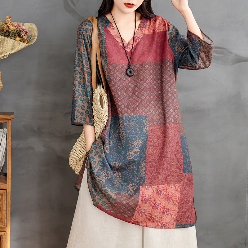 DESENLİ İNCE RETRO TUNİK