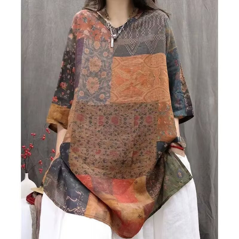 DESENLİ İNCE RETRO TUNİK