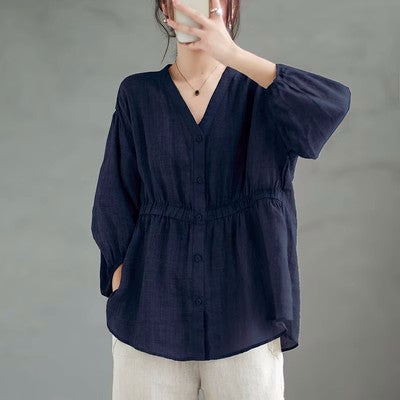 YAZLIK DÜĞMELİ KETEN CEKET