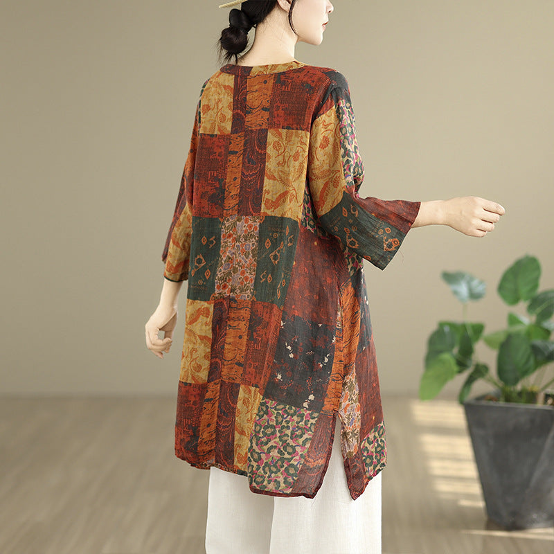 DESENLİ İNCE RETRO TUNİK