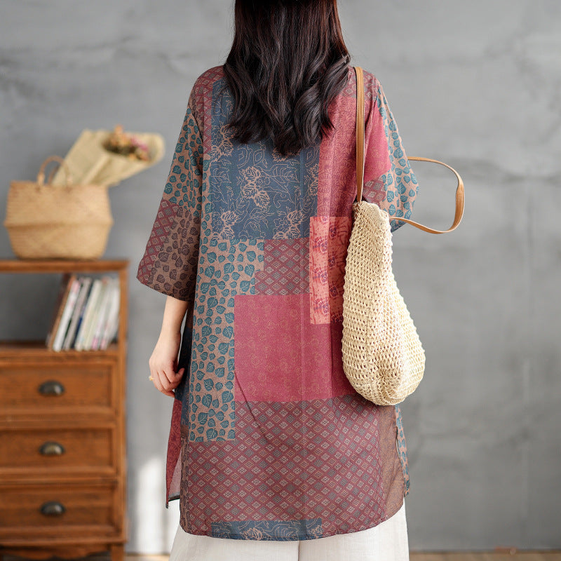 DESENLİ İNCE RETRO TUNİK