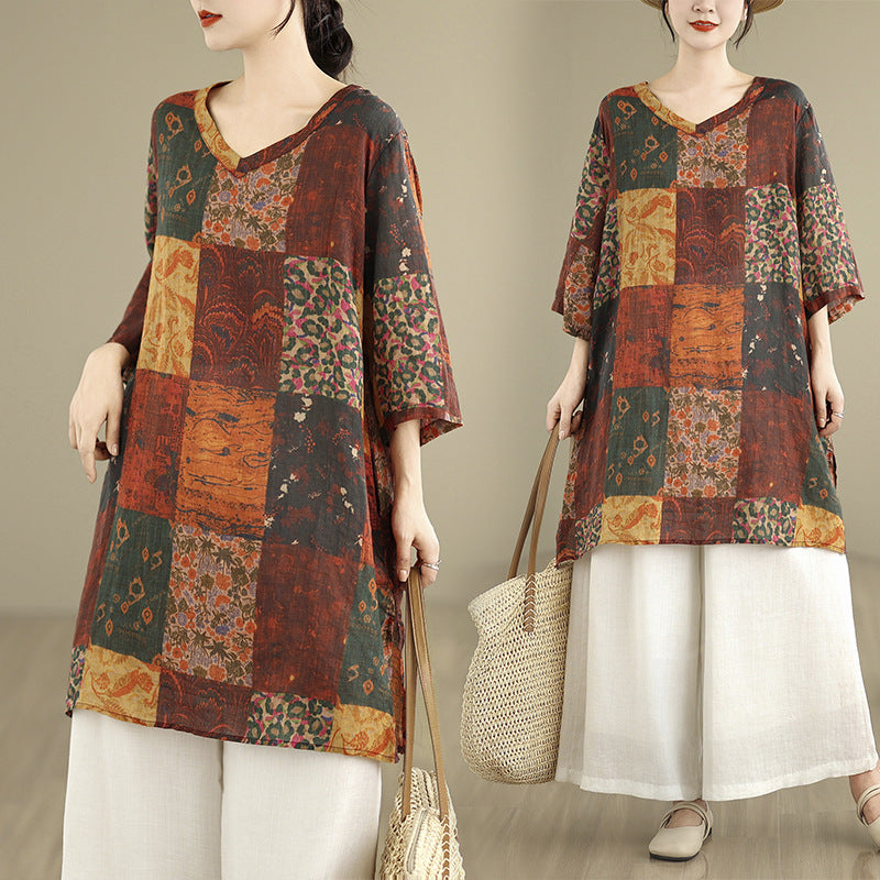 DESENLİ İNCE RETRO TUNİK