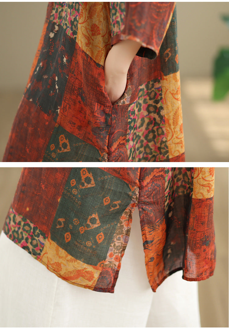 DESENLİ İNCE RETRO TUNİK