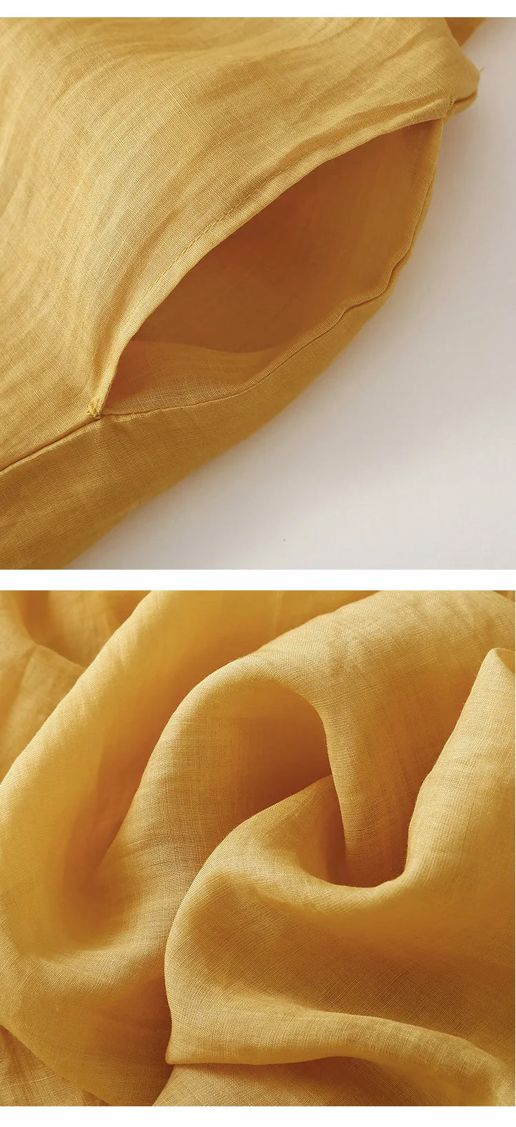 YAZLIK SARI PİLELİ KETEN ELBİSE