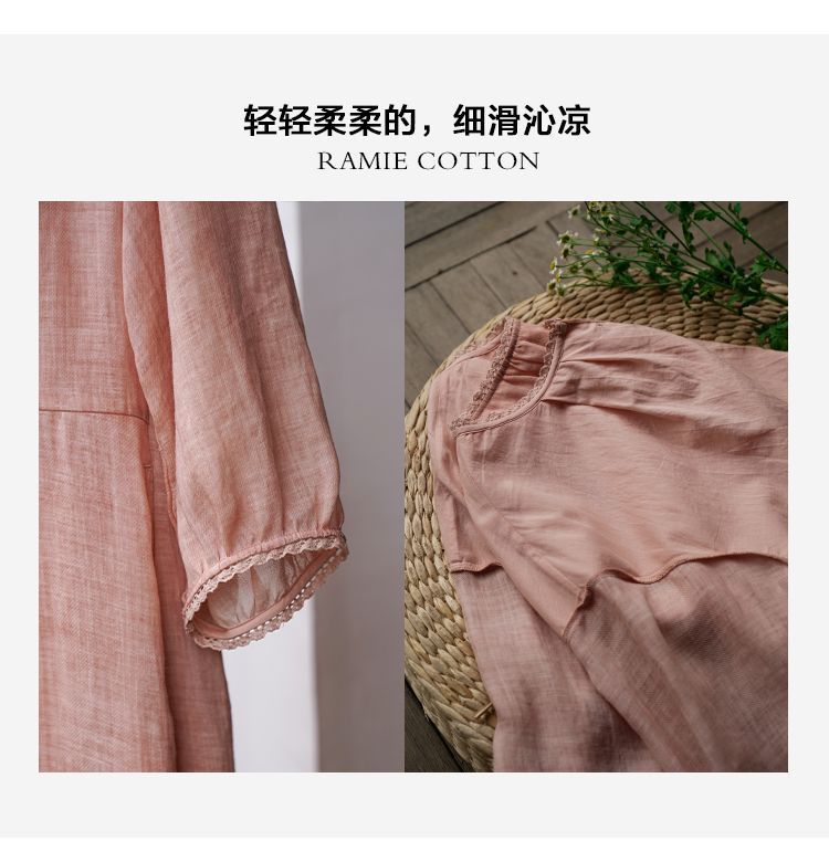 PEMBE BAĞCIKLI PAMUK KETEN ELBİSE