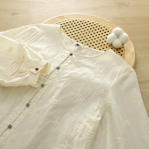 BEYAZ DÜĞME DETAYLI PAMUK GÖMLEK