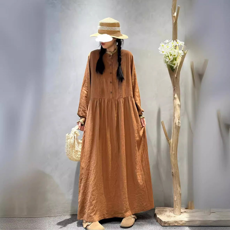 UZUN PAMUK KETEN PİLELİ ELBİSE