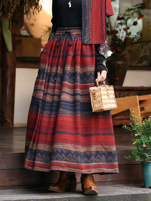 Kırmızı  Etnik Etek