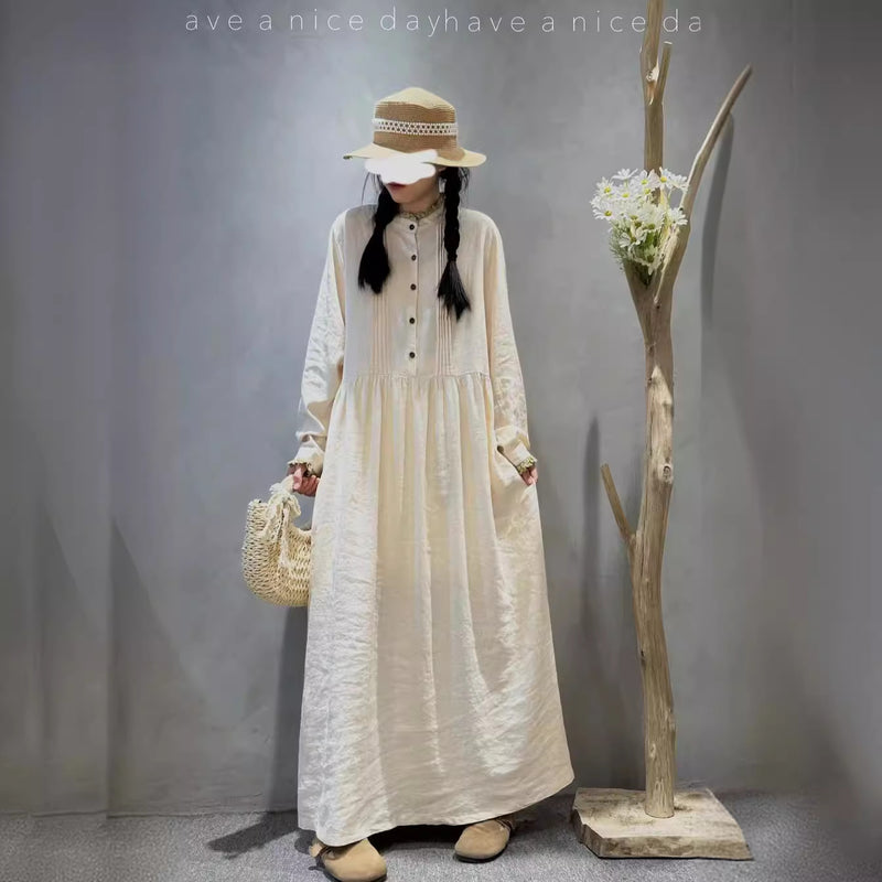 UZUN PAMUK KETEN PİLELİ ELBİSE