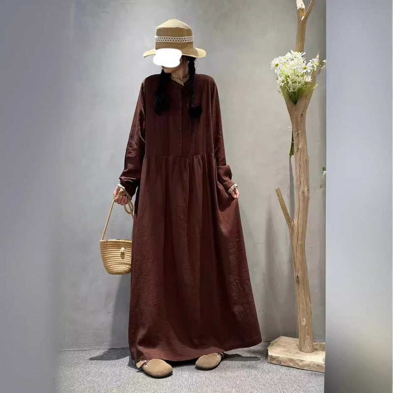 UZUN PAMUK KETEN PİLELİ ELBİSE