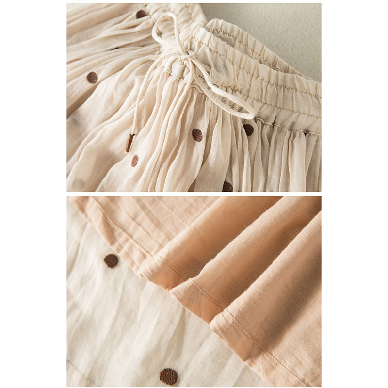 PUANTİYELİ PAMUK KETEN YAZLIK ETEK