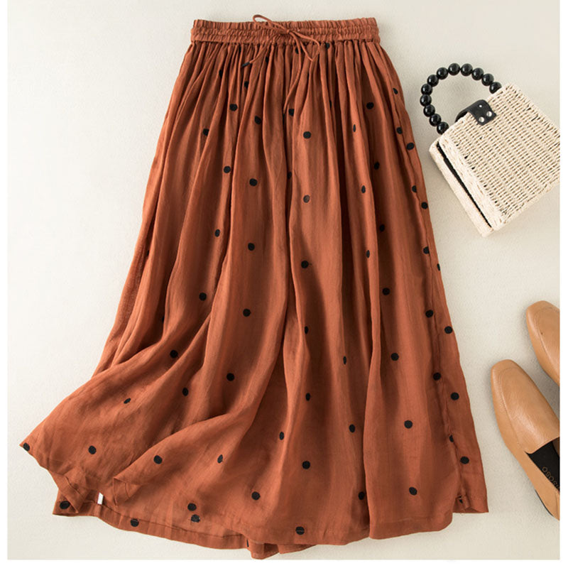 PUANTİYELİ PAMUK KETEN YAZLIK ETEK