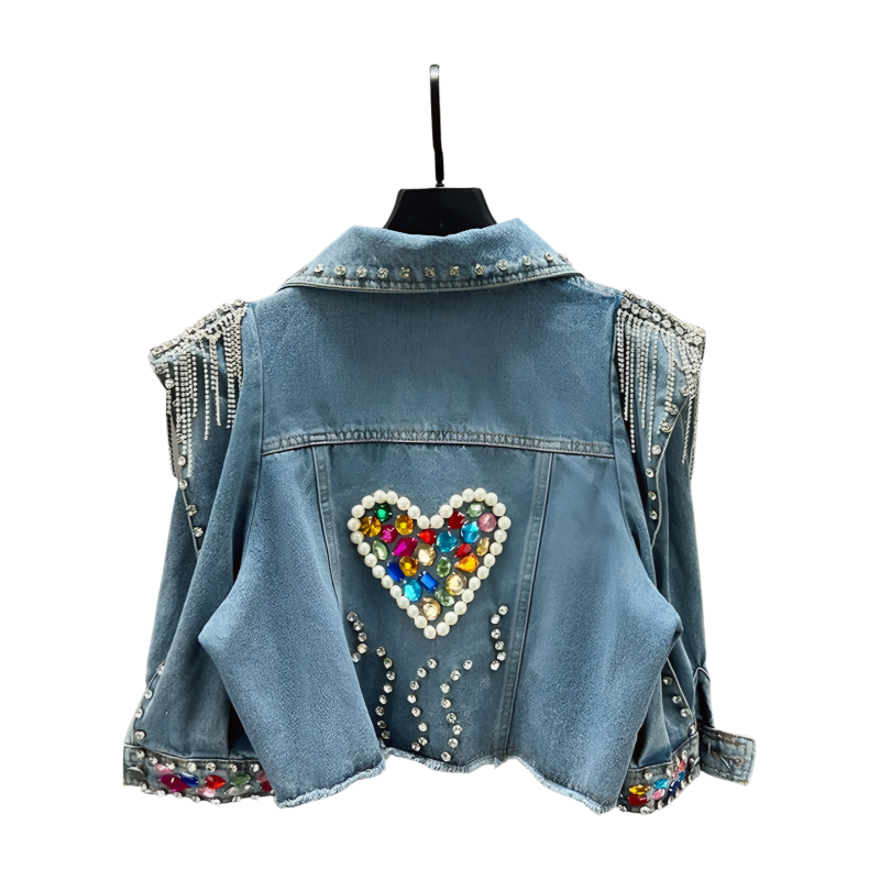 TAŞ İŞLEMELİ KOT CEKET