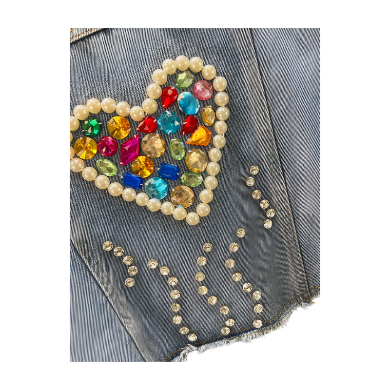 TAŞ İŞLEMELİ KOT CEKET