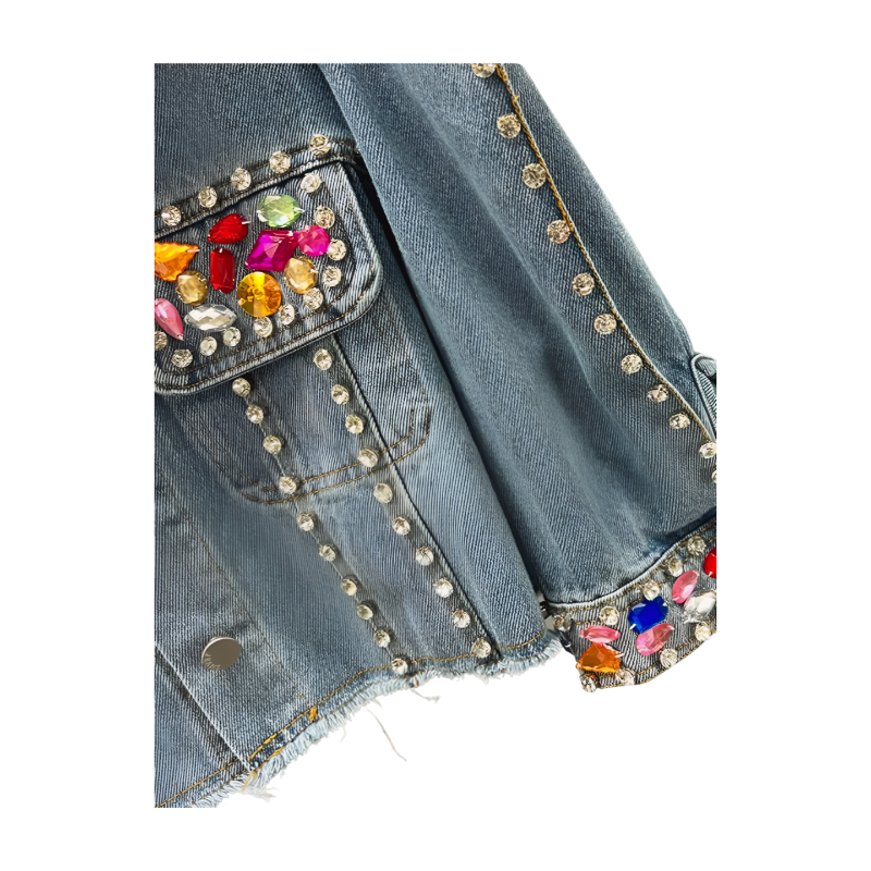 TAŞ İŞLEMELİ KOT CEKET